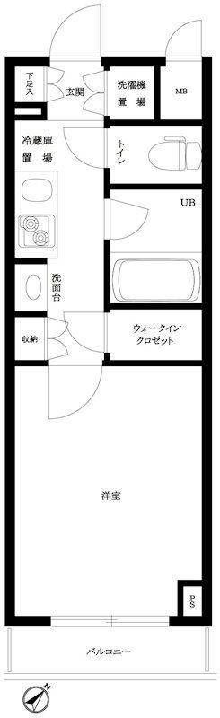ルーブル浜松町(1K/3階)の間取り写真