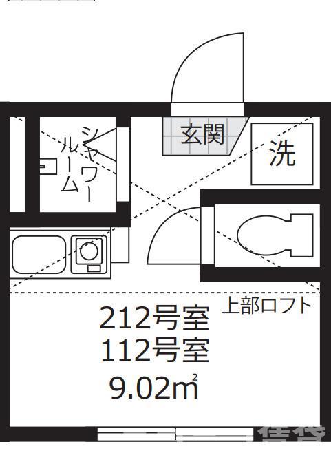 アミティエ東小岩(ワンルーム/2階)の間取り写真