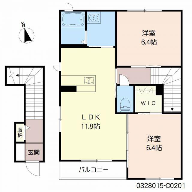シャーメゾン愛宕C棟(2LDK/2階)の間取り写真