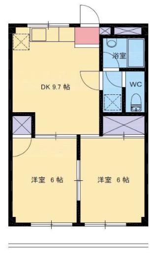 北園サンハイム2(2DK/3階)の間取り写真