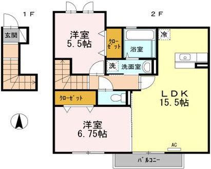 ウィステリア(2LDK/2階)の間取り写真