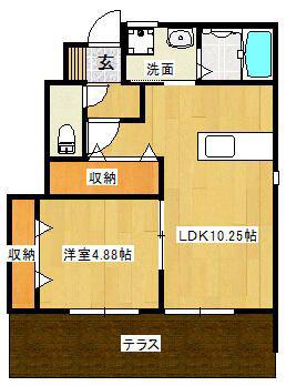 BROWN CHESS(1LDK/1階)の間取り写真
