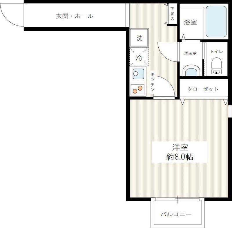 ミレニア草加住吉(1K/2階)の間取り写真
