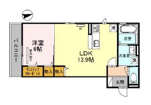 イーグル土師(1LDK/3階)の間取り写真