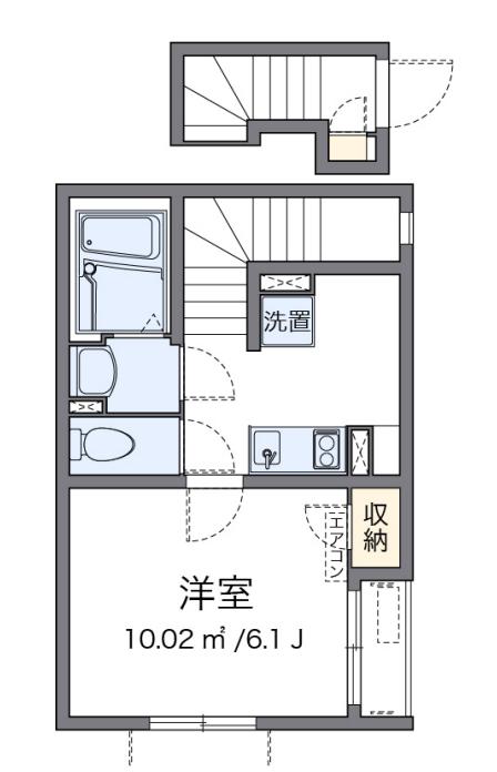 西武新宿線 都立家政駅 徒歩8分 2階建 築9年(1K/2階)の間取り写真