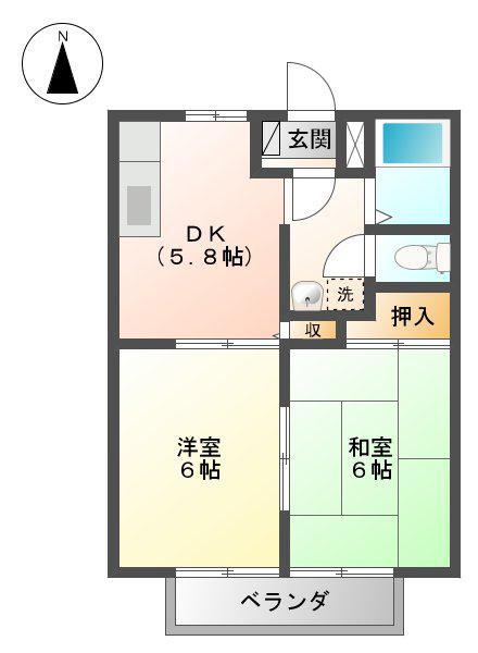 グリーンハウス市川(2DK/1階)の間取り写真