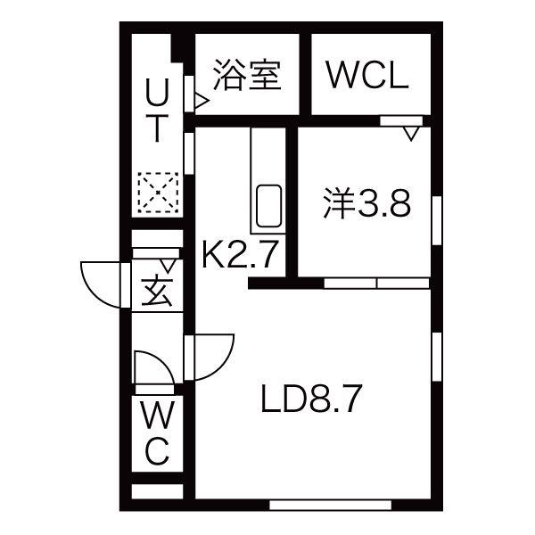 ROCA HASSAMU(1LDK/2階)の間取り写真