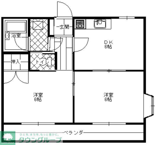 トレンディハイツ(2DK/2階)の間取り写真