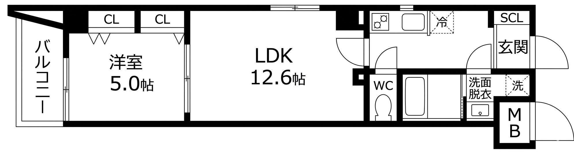 LIFEMENTK段原(1LDK/3階)の間取り写真