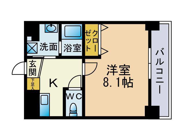 ピエモンテ二日市(1K/2階)の間取り写真