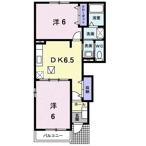 パレアナB(2DK/1階)の間取り写真