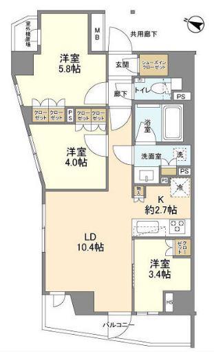 ACOLT碑文谷RESIDENCE(3LDK/6階)の間取り写真