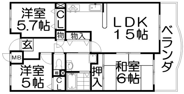 ARGコート(3LDK/5階)の間取り写真
