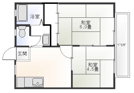 パナハイツさくら(2DK/2階)の間取り写真