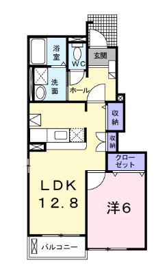 アヴァン パルク E(1LDK/1階)の間取り写真