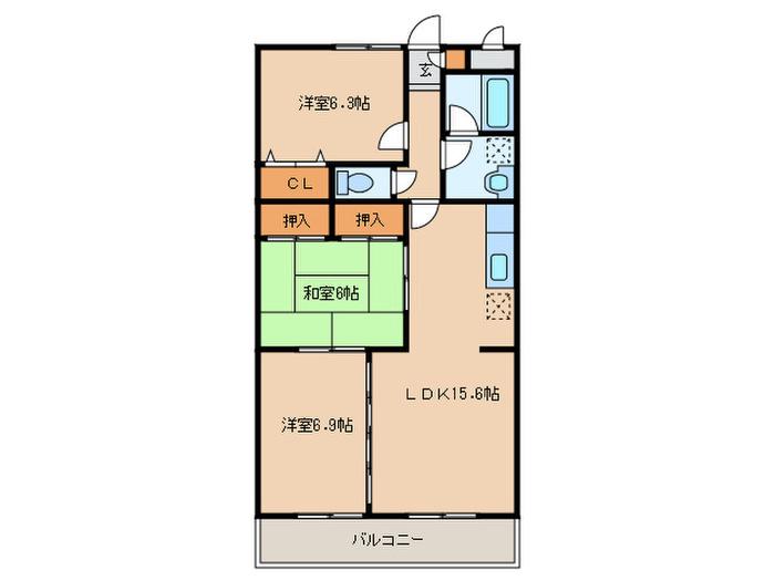エトランゼII(3LDK/4階)の間取り写真