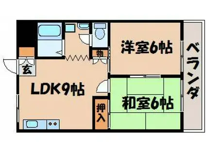 コーポ伊藤(2LDK/4階)の間取り写真