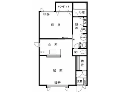 ＪＲ宗谷本線 旭川四条駅 徒歩11分 2階建 築25年(1LDK/1階)の間取り写真