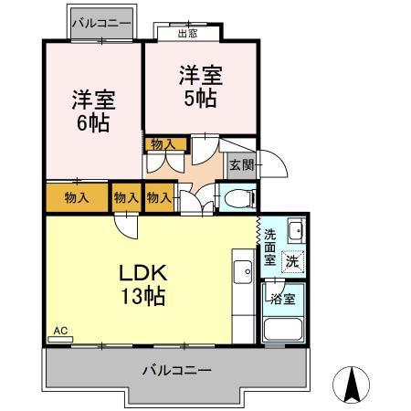ピュアハイツ(2LDK/3階)の間取り写真