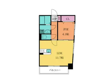 ERIOS COURT 中津口(1LDK/6階)の間取り写真