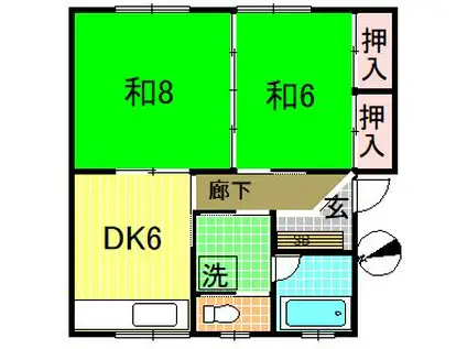 高樋アパート(2DK/1階)の間取り写真