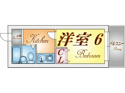 ヴィラン橋本(1K/2階)の間取り写真