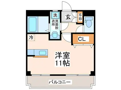 ガウディ清水東(ワンルーム/2階)の間取り写真