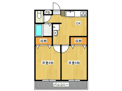 コーポラス桜沢A(2DK/2階)の間取り写真