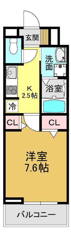 ハルズ HINODE(1K/3階)の間取り写真