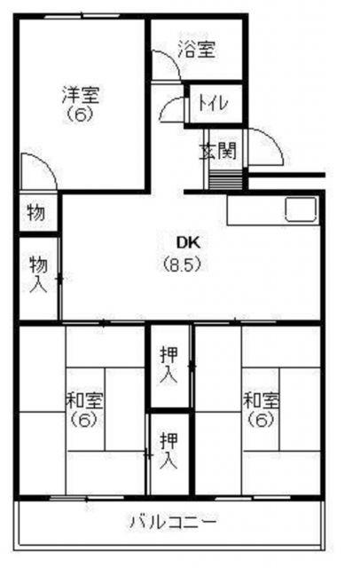 寿マンションC(3DK/3階)の間取り写真