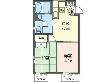 アベニューMIYAKO B(2DK/1階)の間取り写真