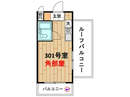 モナークマンション桜上水(ワンルーム/3階)の間取り写真