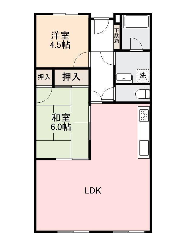 シャトレハイツ屋島 512(2LDK/5階)の間取り写真