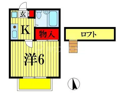 ノーリーズン松戸(1K/2階)の間取り写真