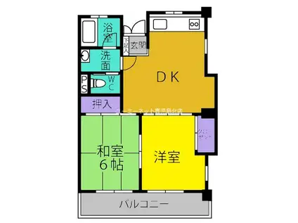 第2鶴栄ビル(2DK/1階)の間取り写真