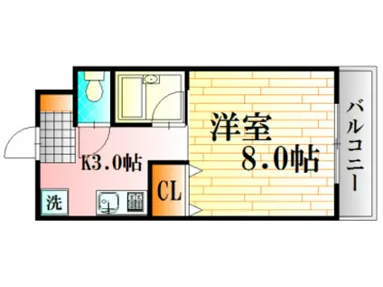 ルーエ祇園(1K/1階)の間取り写真