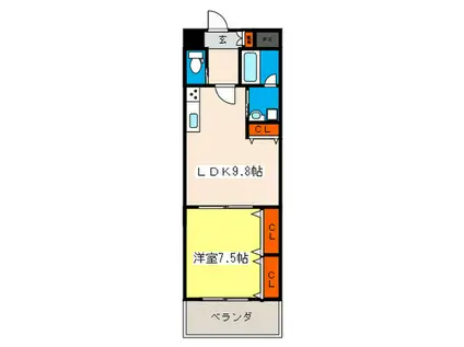 エリーな横川II(1LDK/8階)の間取り写真