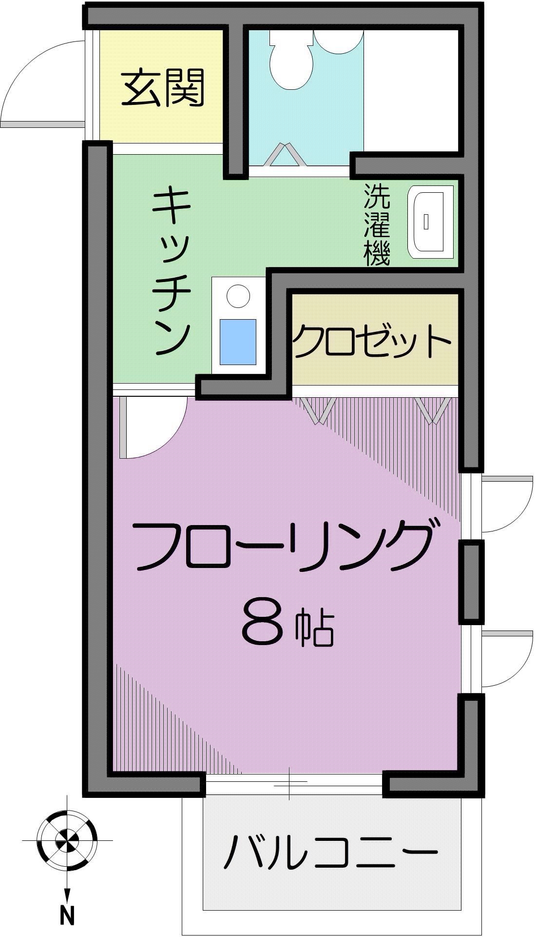 ルミエール飛鳥(1K/1階)の間取り写真
