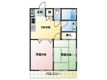 福島ハイツ(2DK/2階)の間取り写真
