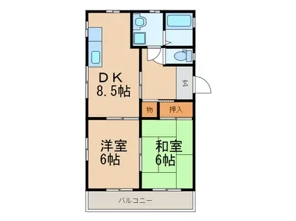 HIDAMARI(2DK/2階)の間取り写真