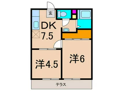 第2ナガツカ荘(2DK/1階)の間取り写真
