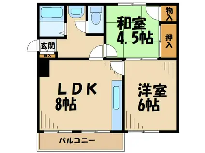 橋本スカイハイツ(2LDK/2階)の間取り写真
