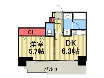 ネオマイム三田(1DK/3階)の間取り写真