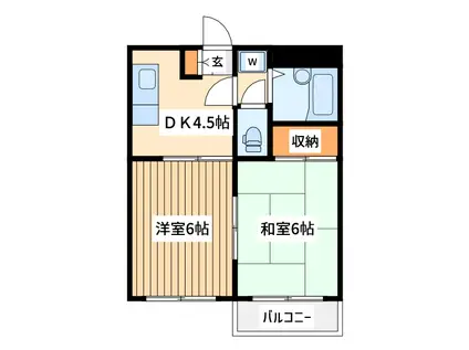 四谷マンションB(2DK/2階)の間取り写真