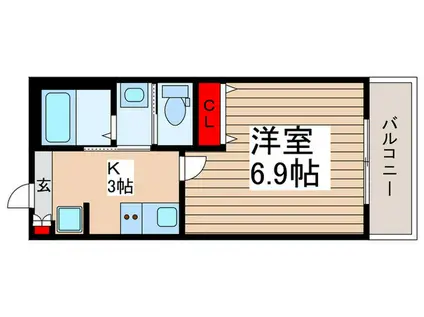 GRANDIR三郷(1K/3階)の間取り写真