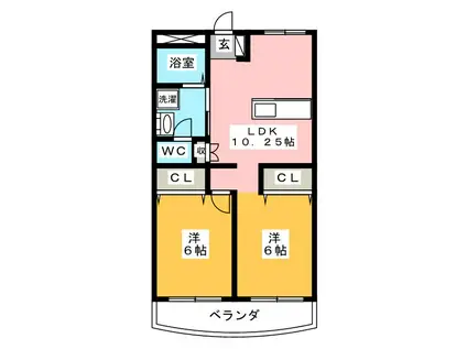 須賀ハイツ2(2LDK/2階)の間取り写真