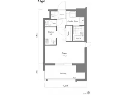 エンクレスト博多REY(1K/9階)の間取り写真