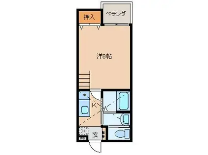 ソネット中野島(1K/2階)の間取り写真