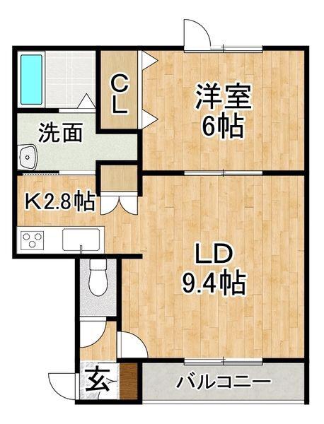 KRELL(1LDK/2階)の間取り写真