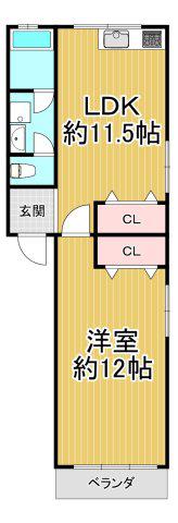 マンションアラスカ(1LDK/2階)の間取り写真